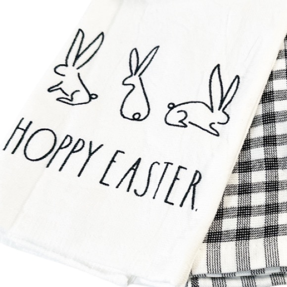NEW Rae Dunn 🐇🐇HOPPY EASTER🐇🐇Kitchen Towels Set/3 - Picture 2 of 5
